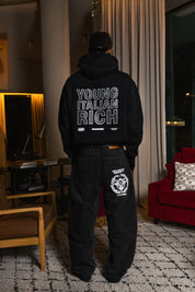 Hoodie "WORLD TOUR" Italian Rich Black/Strass