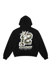 Hoodie "4PLAYERS" Back 12 Black/CamoGreen