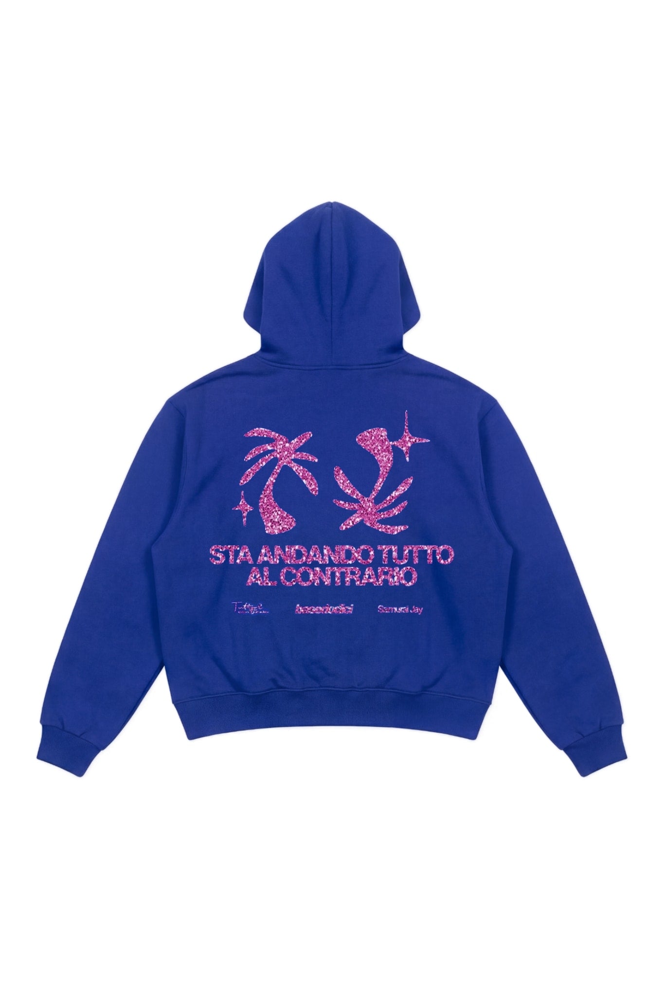 Hoodie "SAMURAIJAYxBASEDODICI" TuttoSbagliato Blue/GlitterPink