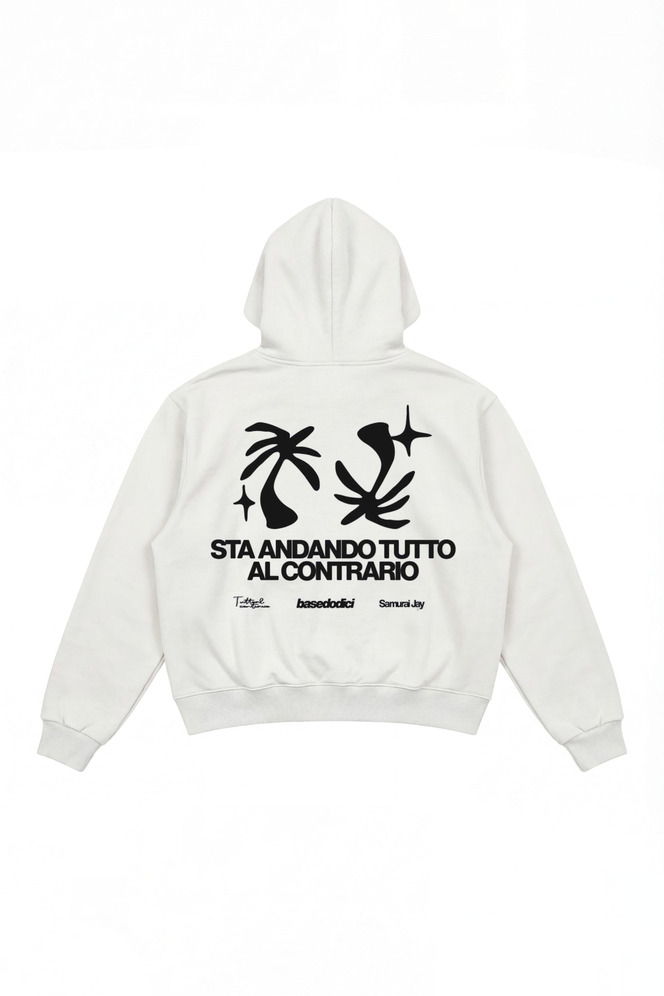 Hoodie "SAMURAIJAYxBASEDODICI" TuttoSbagliato White/Black