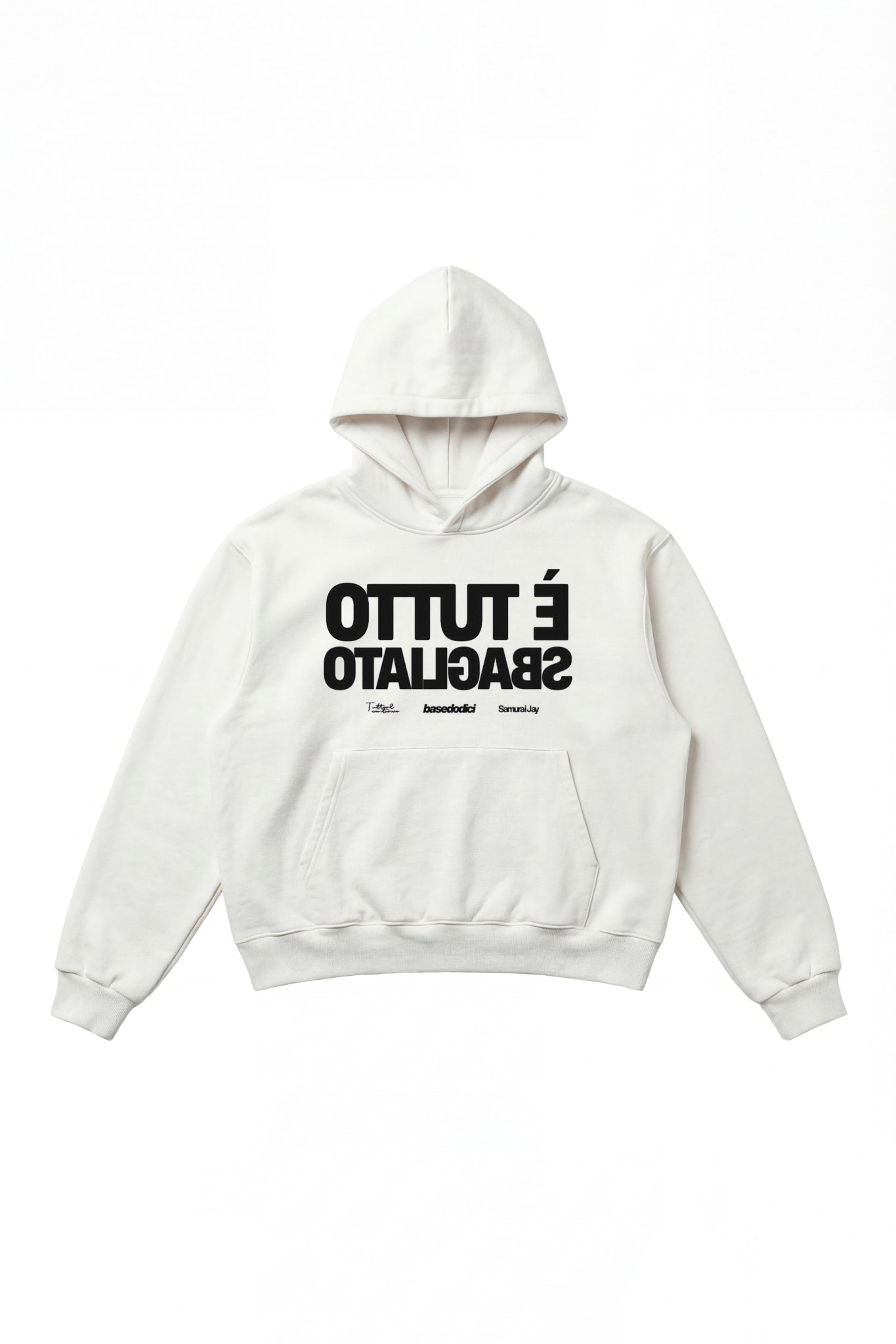 Hoodie "SAMURAIJAYxBASEDODICI" TuttoSbagliato White/Black
