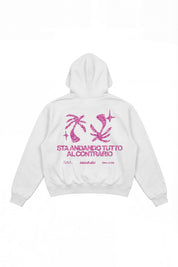 Hoodie "SAMURAIJAYxBASEDODICI" TuttoSbagliato White/GlitterPink