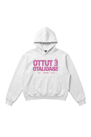 Hoodie "SAMURAIJAYxBASEDODICI" TuttoSbagliato White/GlitterPink