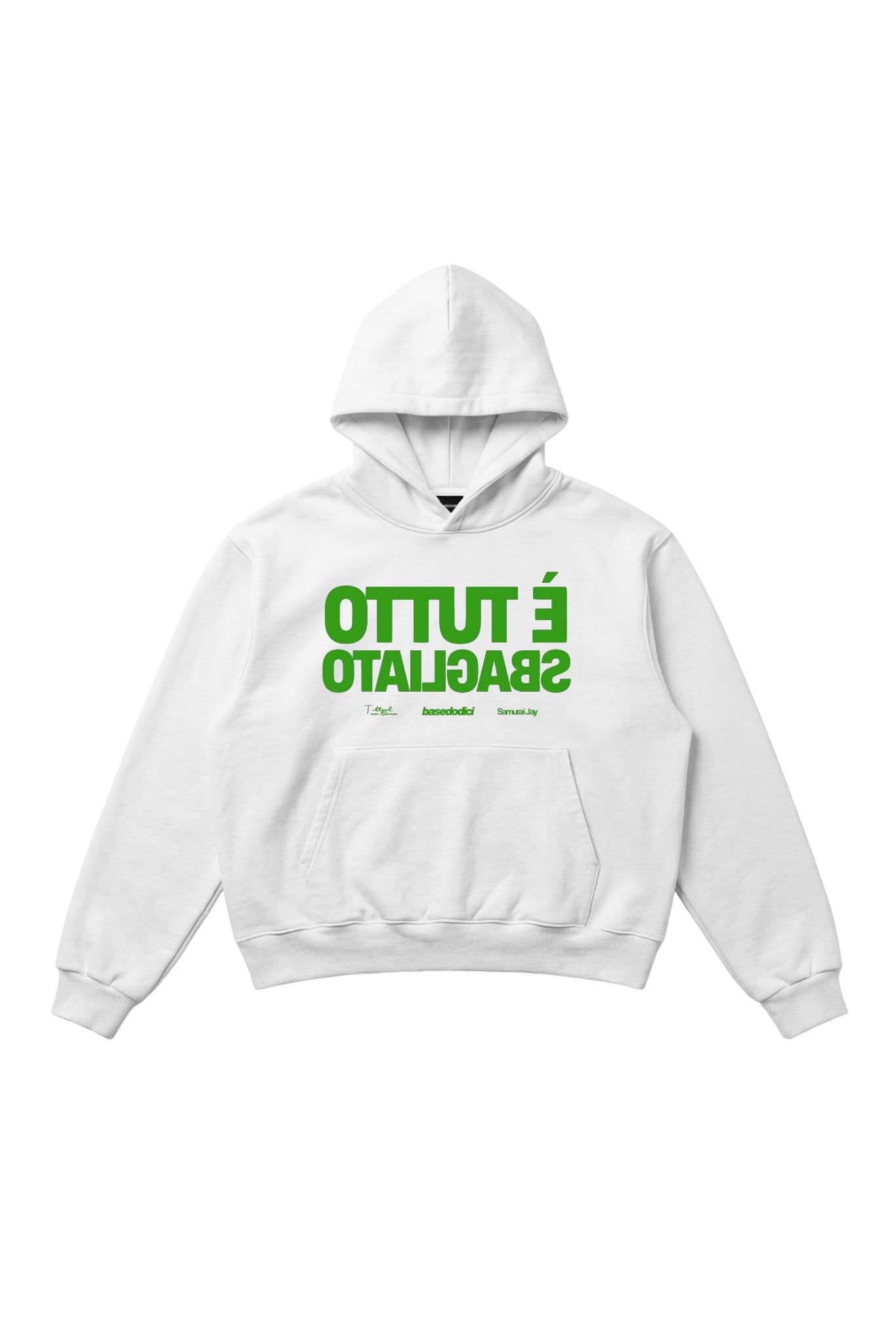 Hoodie "SAMURAIJAYxBASEDODICI" TuttoSbagliato White/Green