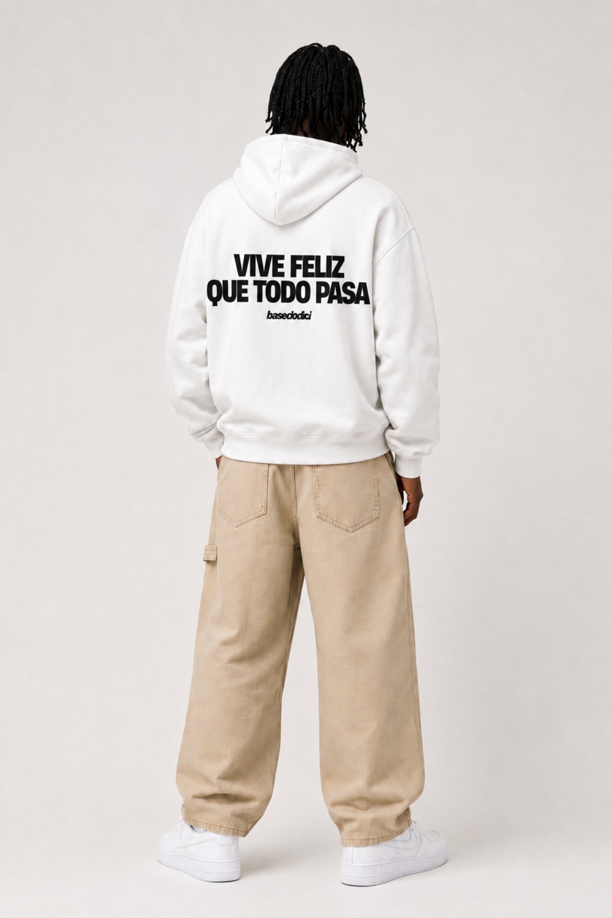 Hoodie "VIRAL EDIT" ViveFeliz White/Black