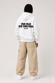 Hoodie "VIRAL EDIT" ViveFeliz White/Black
