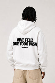 Hoodie "VIRAL EDIT" ViveFeliz White/Black