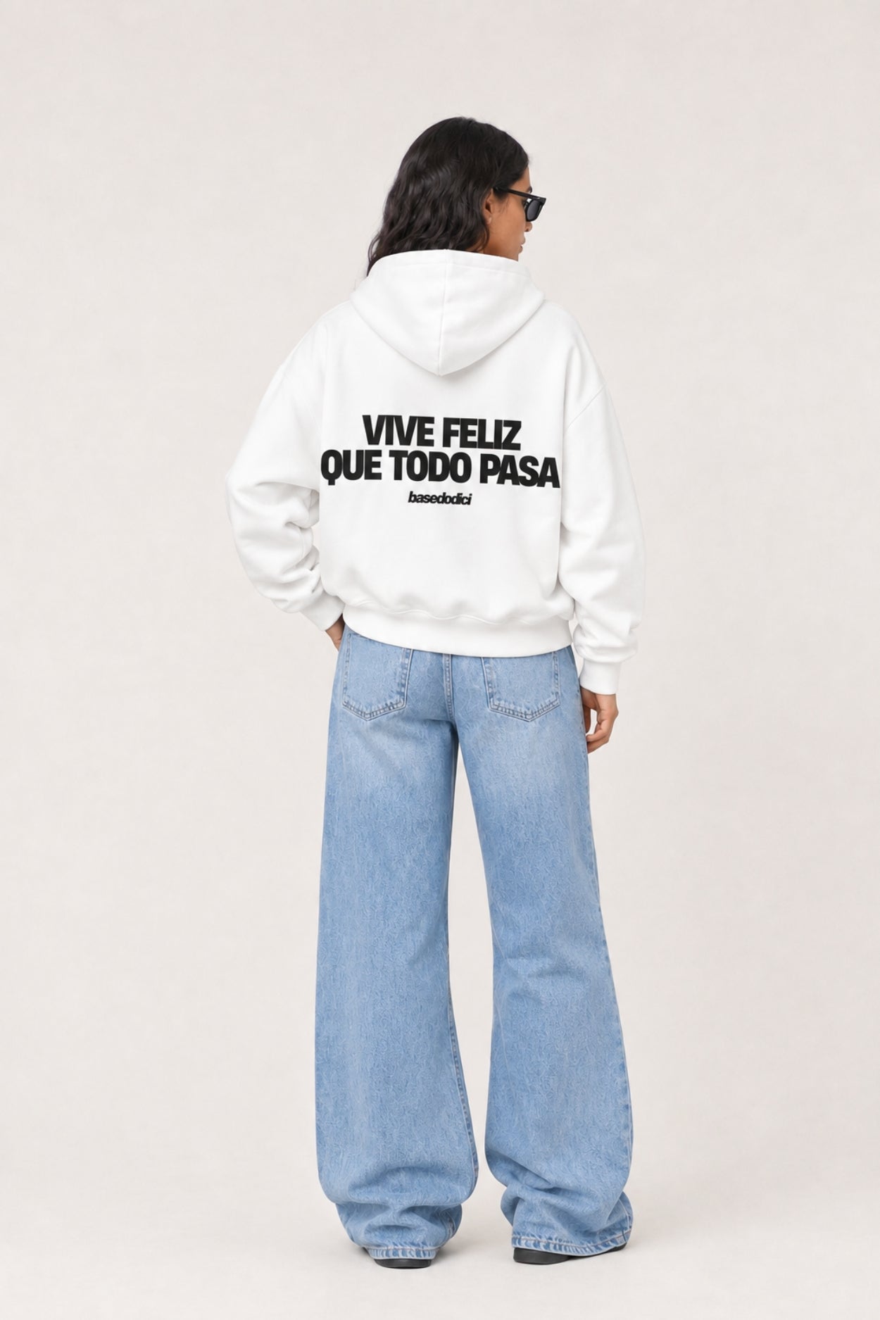 Hoodie "VIRAL EDIT" ViveFeliz White/Black