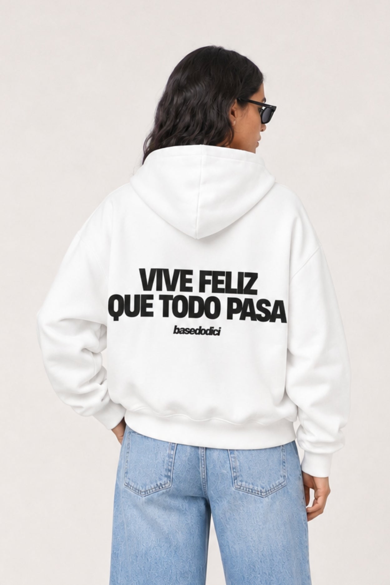 Hoodie "VIRAL EDIT" ViveFeliz White/Black