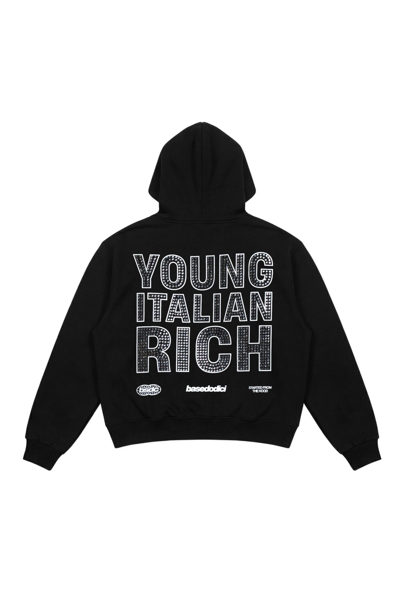 Hoodie "WORLD TOUR" Italian Rich Black/Strass