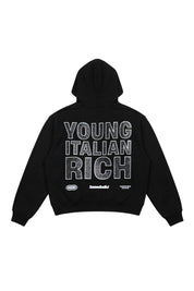 Hoodie "WORLD TOUR" Italian Rich Black/Strass