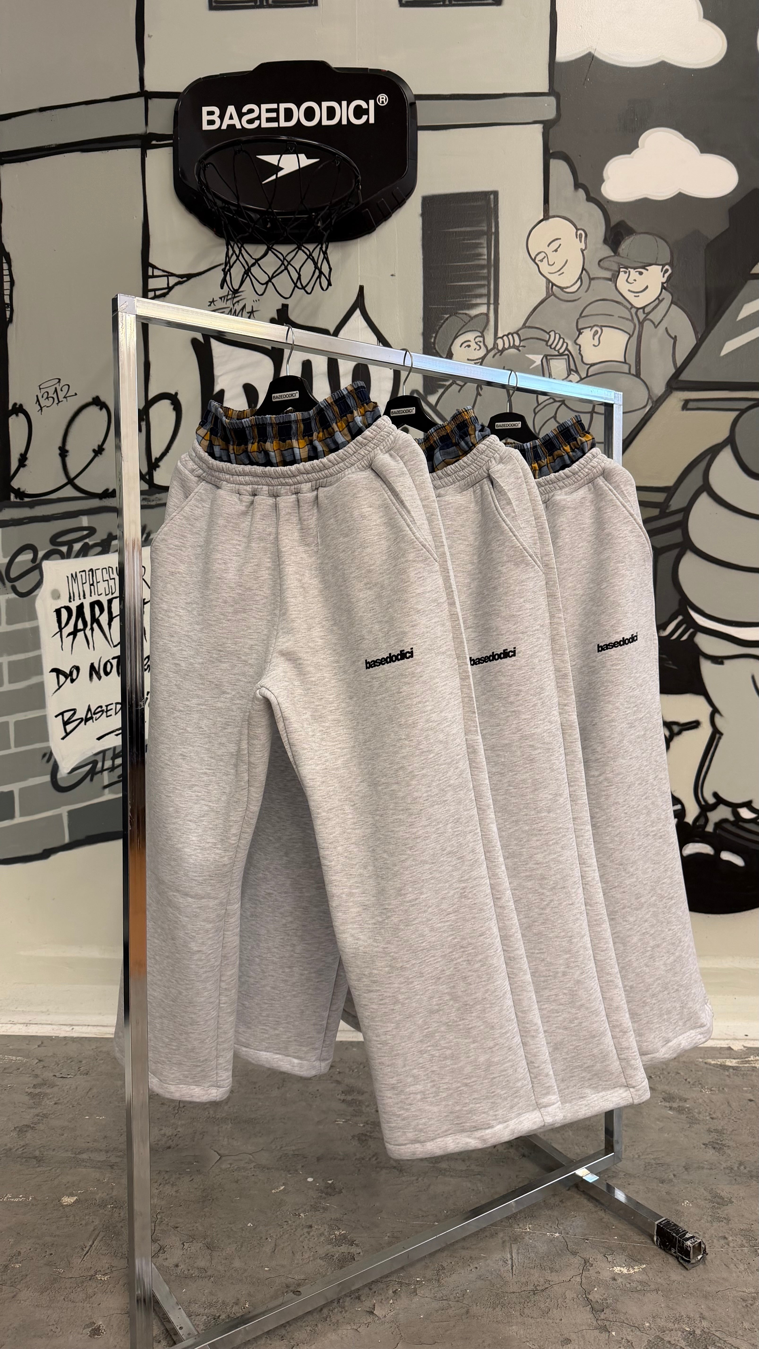 Fleece Pants "RUDEBOY LDN" DoubleLayer AshGrey