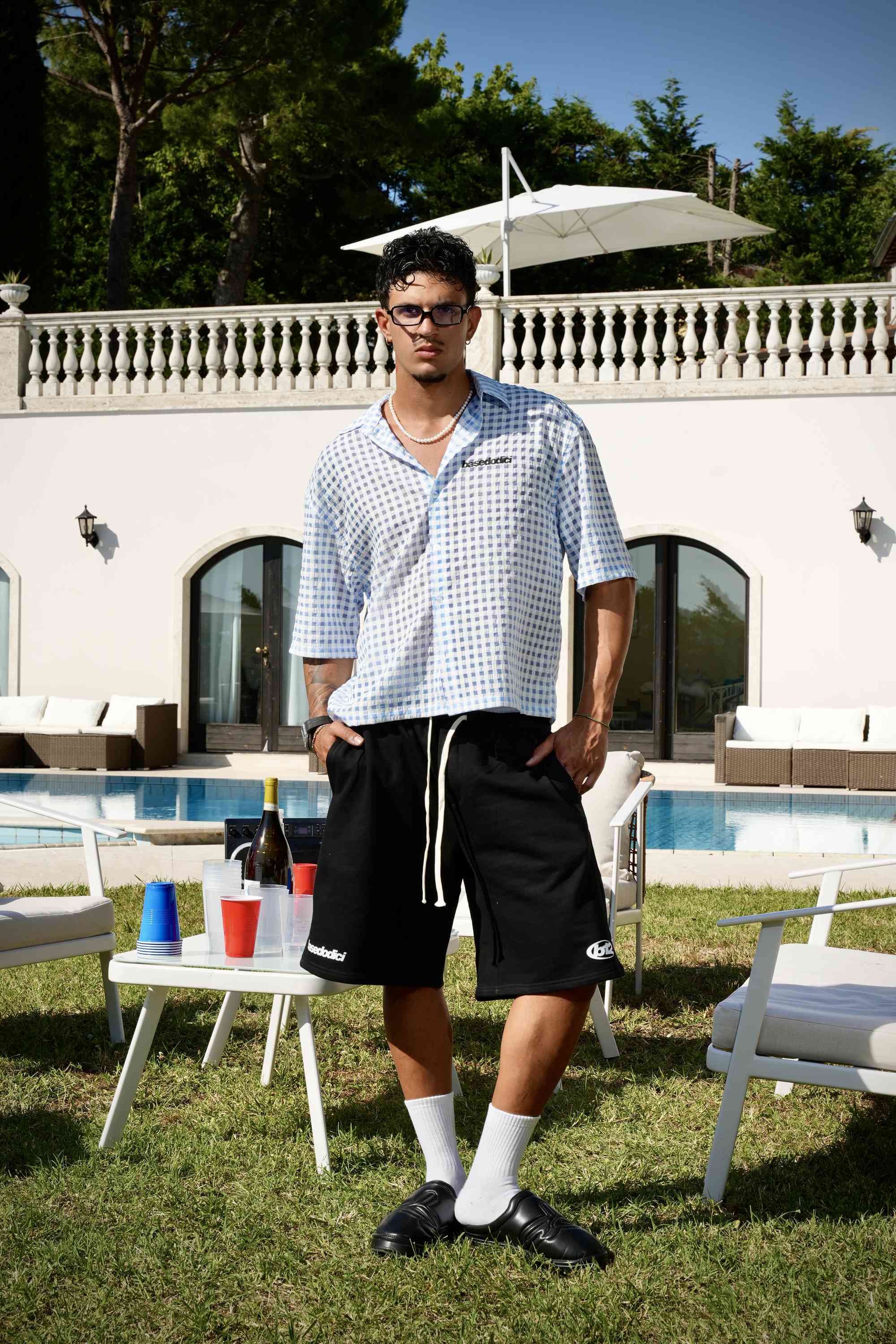 Fleece Jorts "SUMMER CLUB" BASE Black
