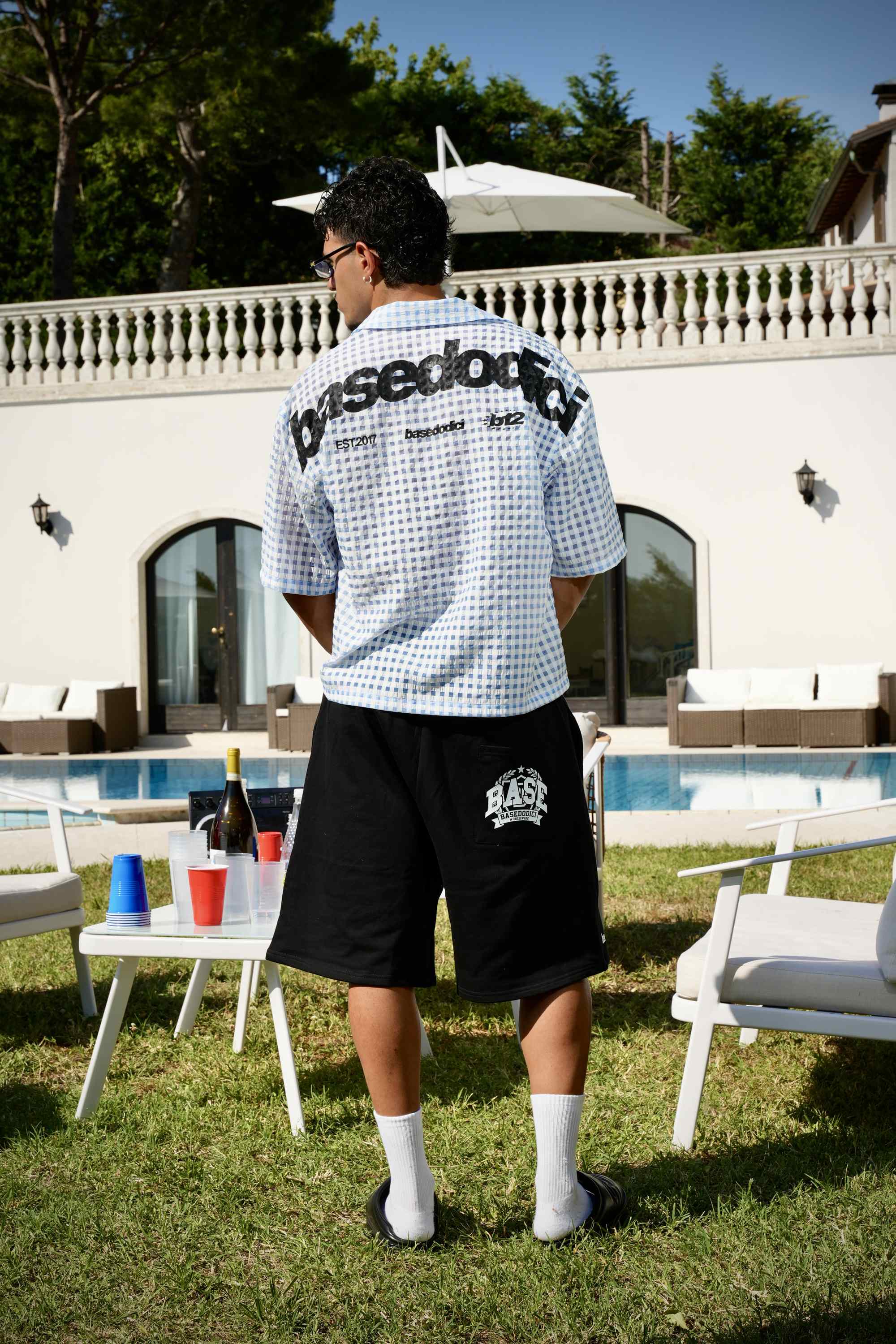 Shirt "SUMMER CLUB" ShoulderLogo Checked/Blue