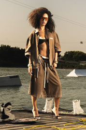 Jorts "RIVIERA" Logo Brown/White