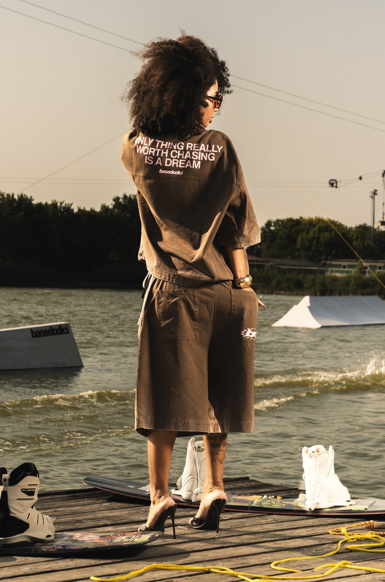 Jorts "RIVIERA" Logo Brown/White