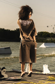 Jorts "RIVIERA" Logo Brown/White