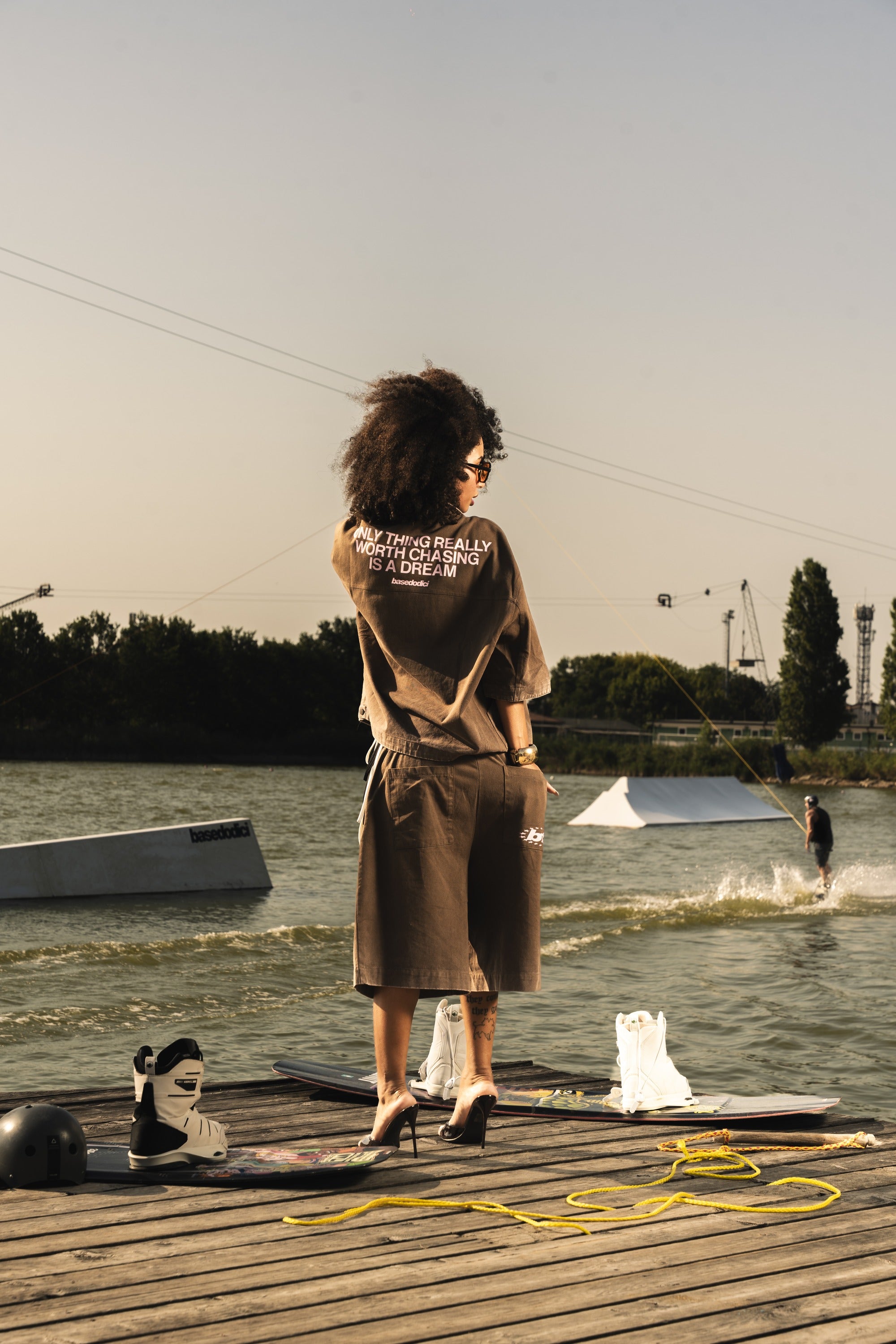 Jorts "RIVIERA" Logo Brown/White
