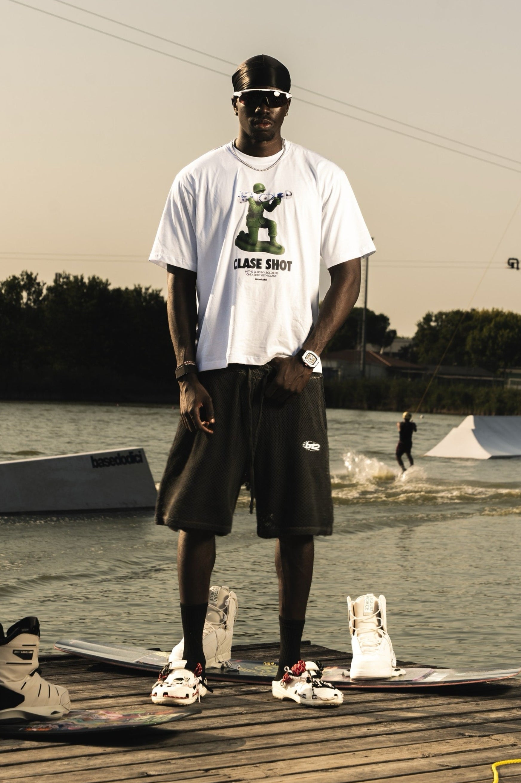 Fleece Jorts Mesh "RIVIERA" logo Black