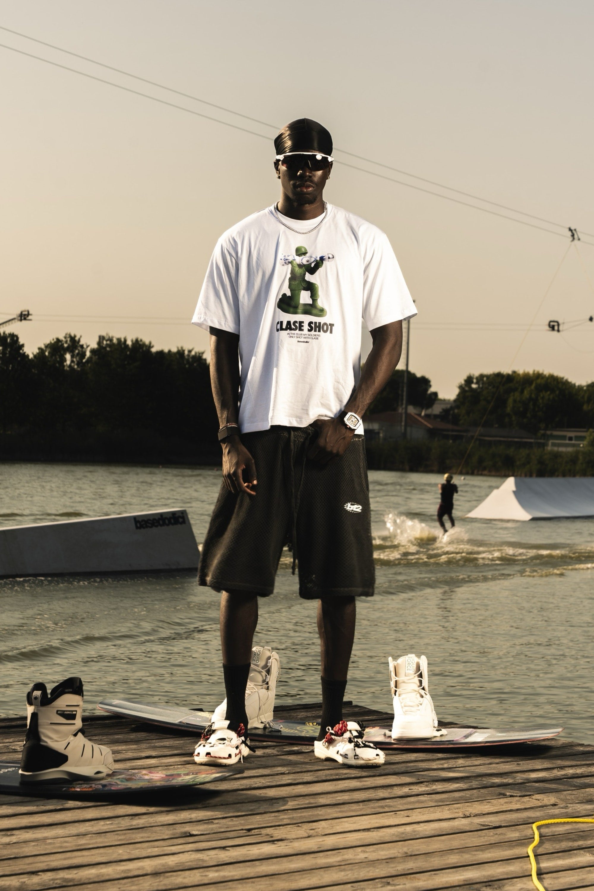 Fleece Jorts Mesh "RIVIERA" logo Black