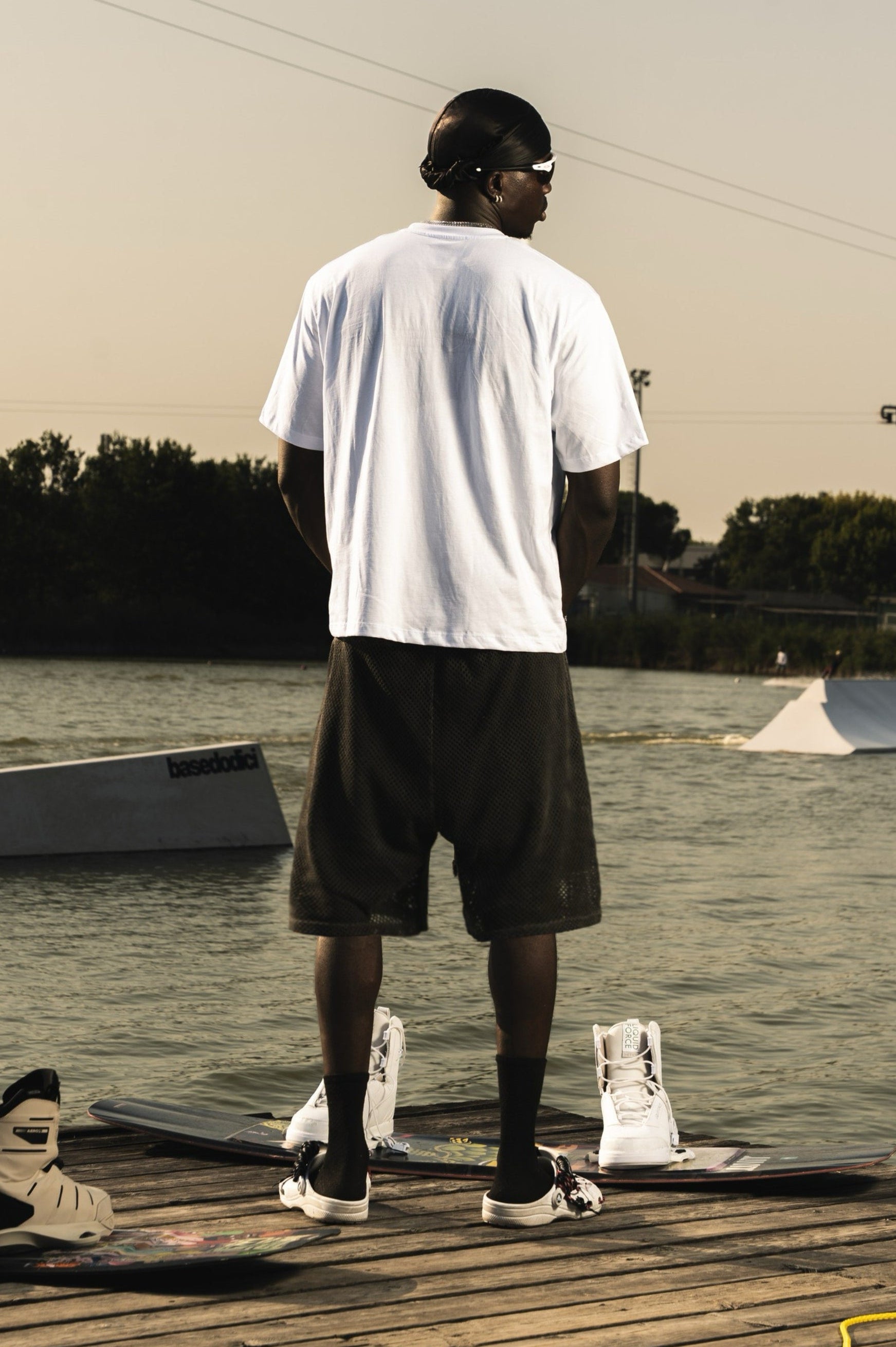 Fleece Jorts Mesh "RIVIERA" logo Black