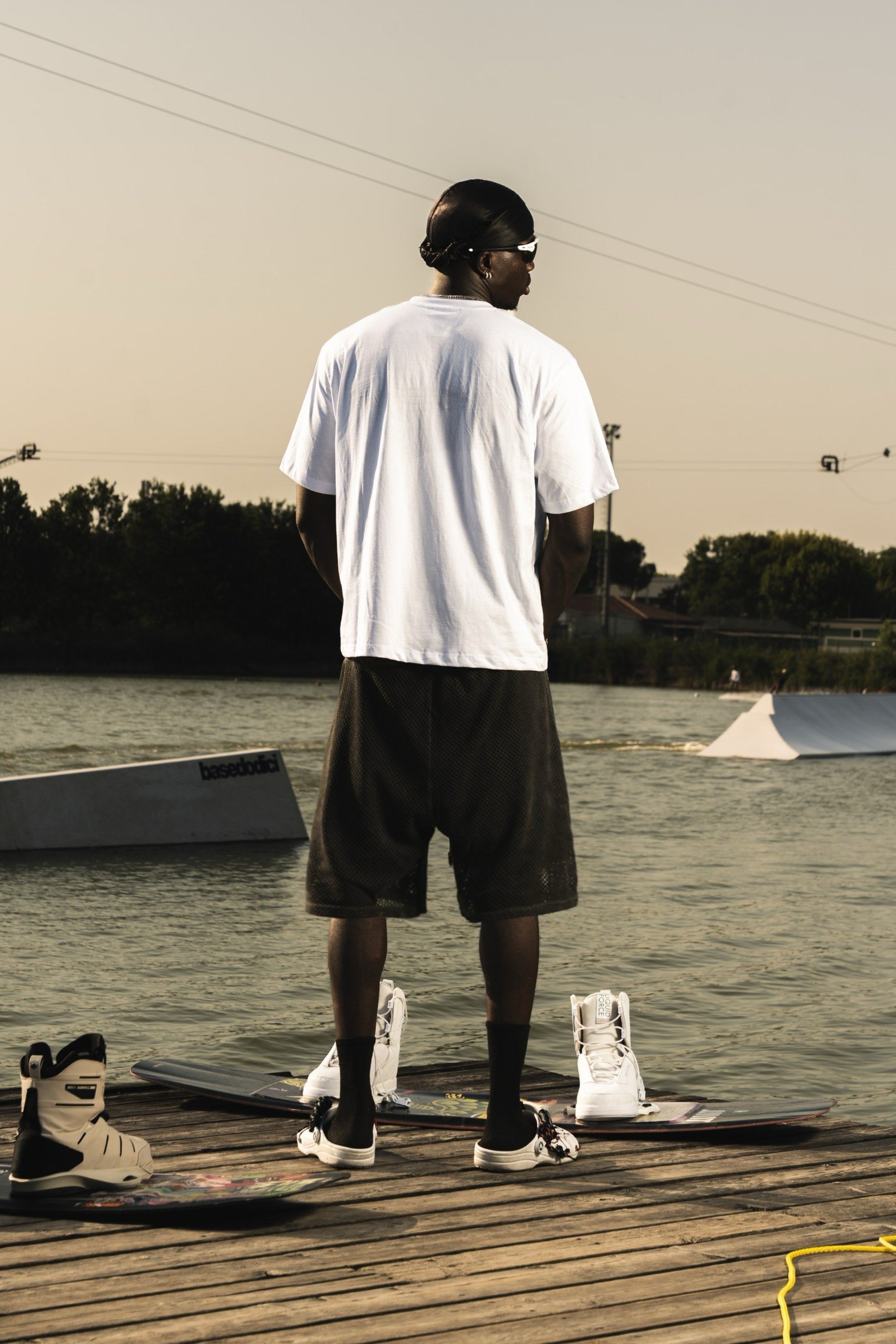 Fleece Jorts Mesh "RIVIERA" logo Black