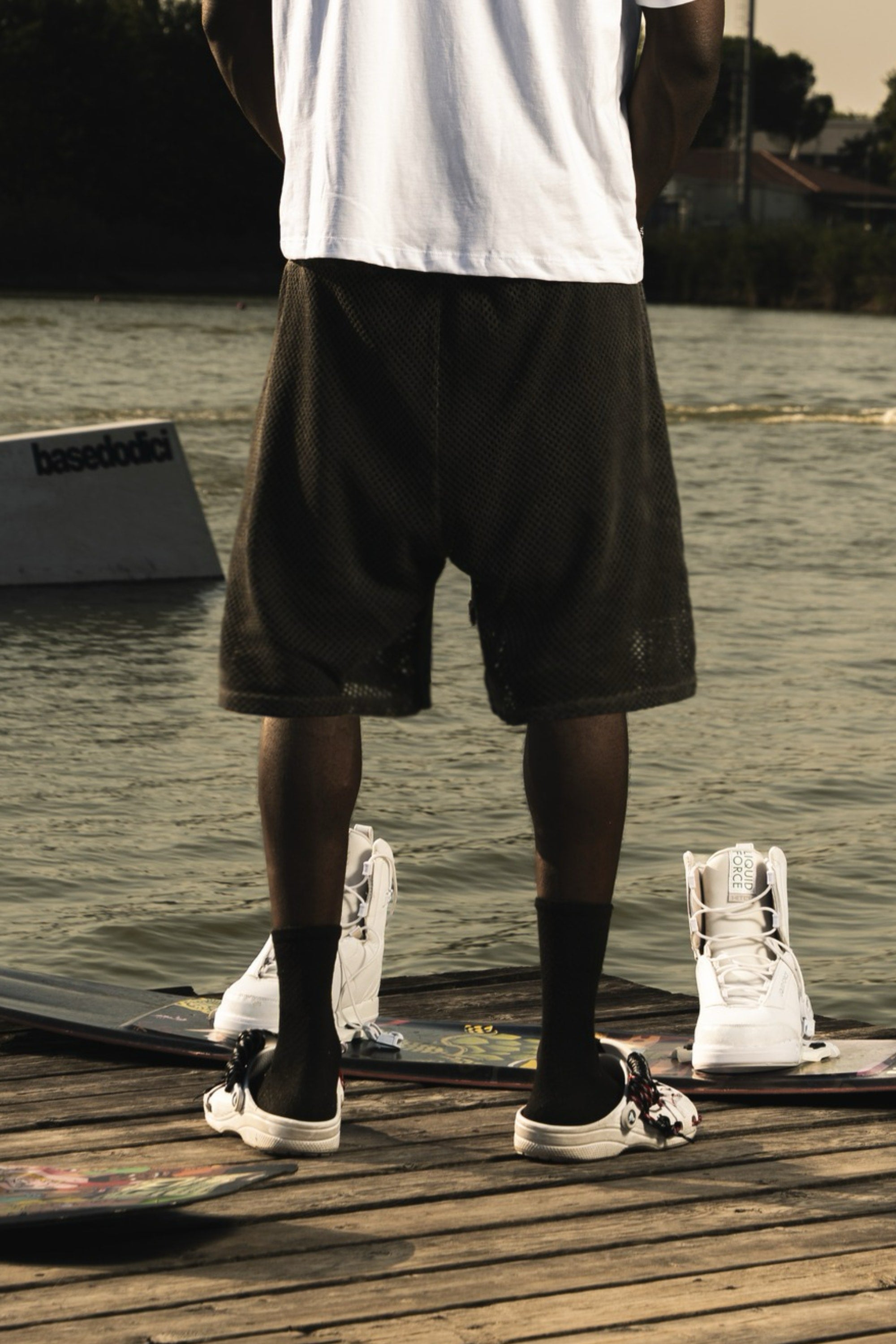 Fleece Jorts Mesh "RIVIERA" logo Black