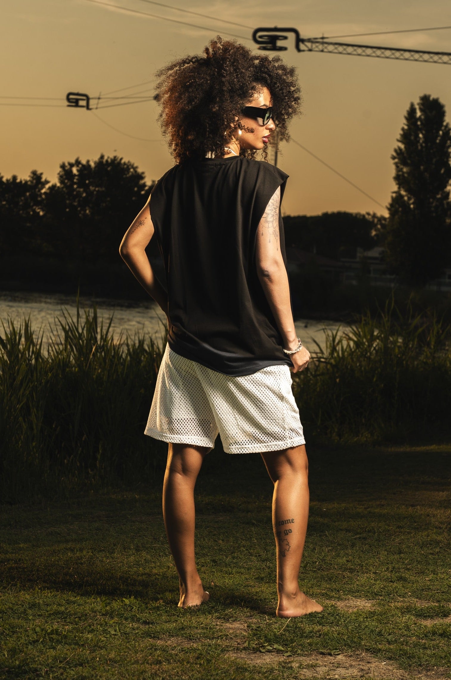 Fleece Jorts Mesh "RIVIERA" logo White