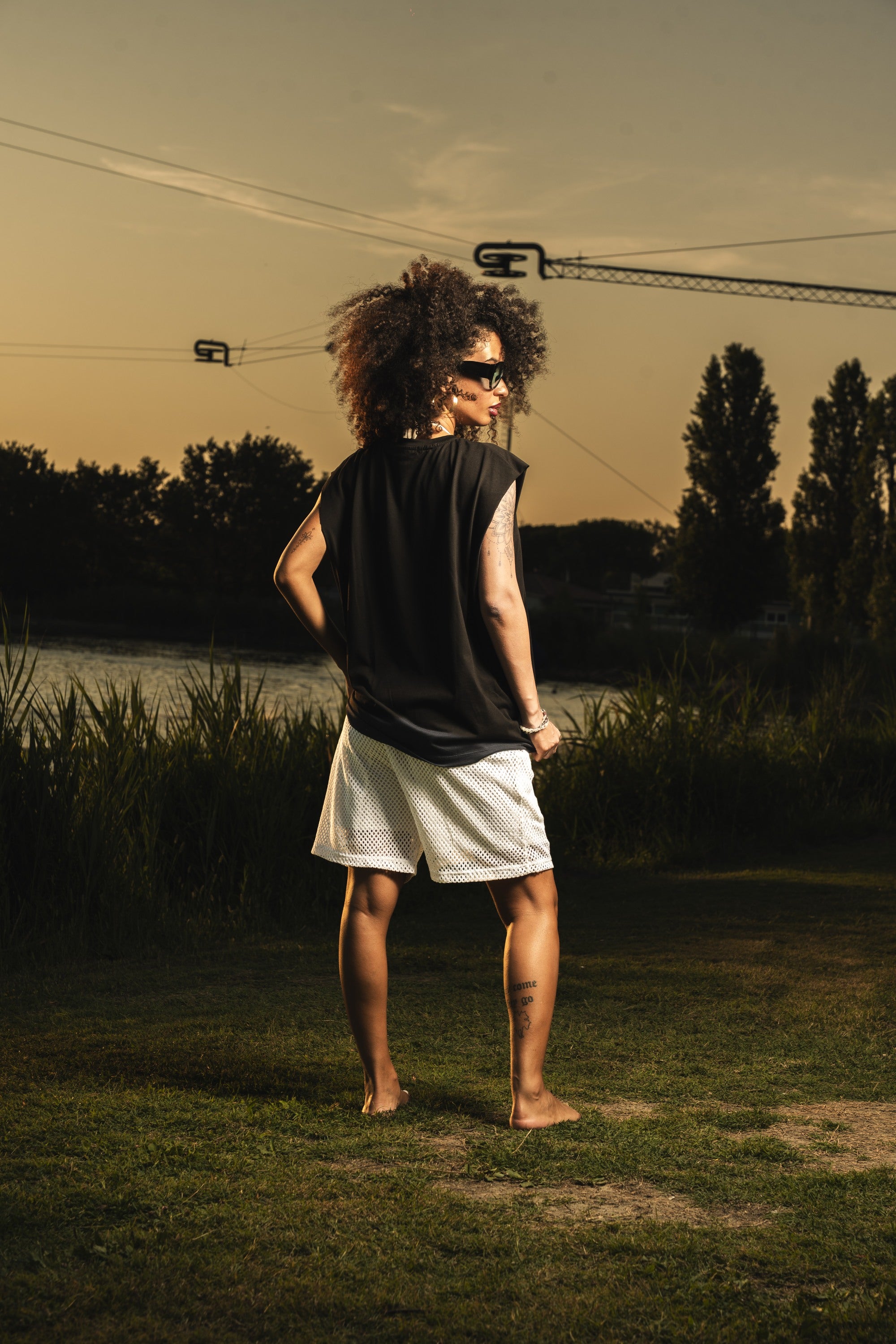 Fleece Jorts Mesh "RIVIERA" logo White