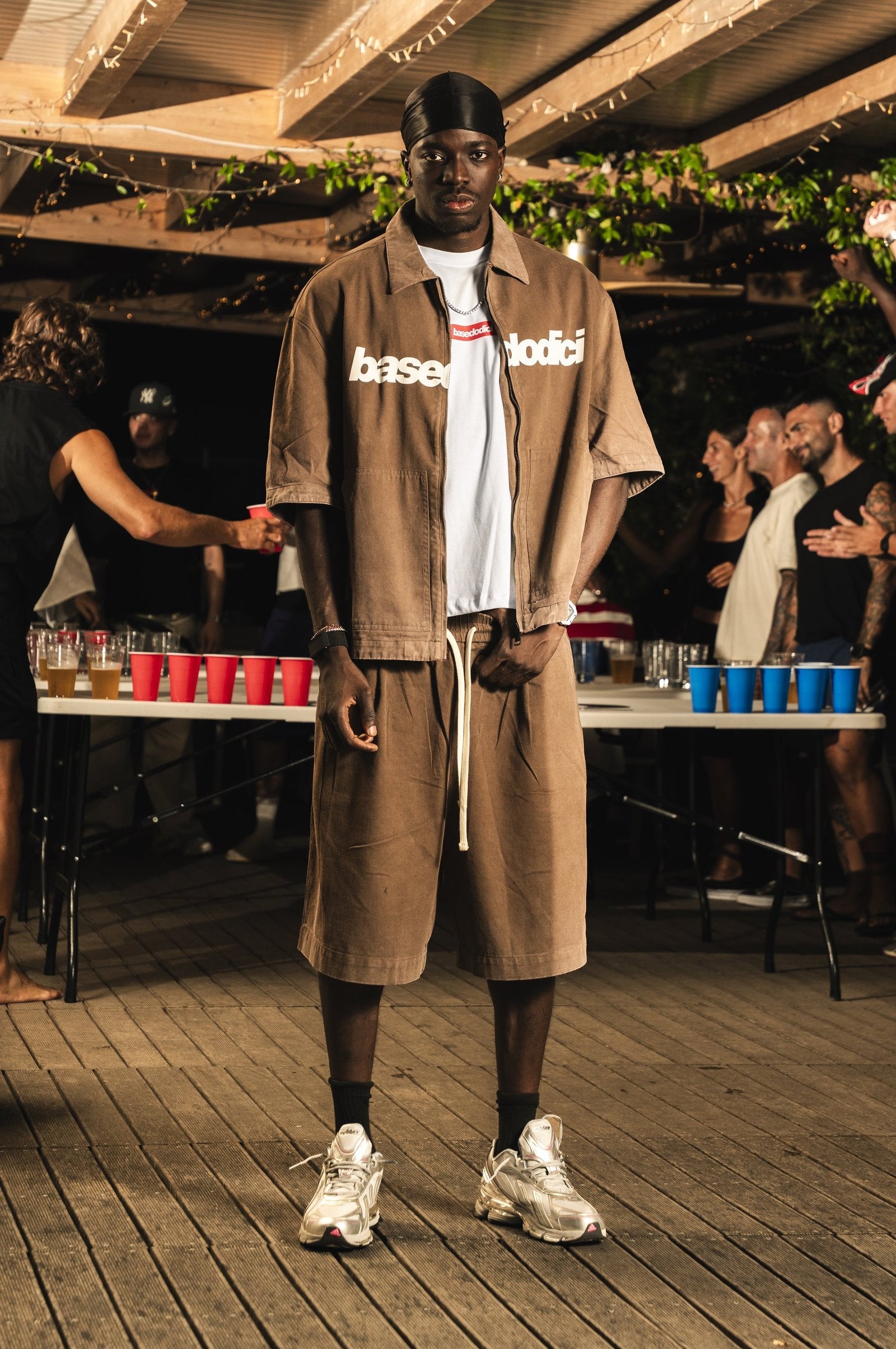 Zip Shirt "RIVIERA" Logo Brown/White