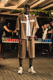 Zip Shirt "RIVIERA" Logo Brown/White