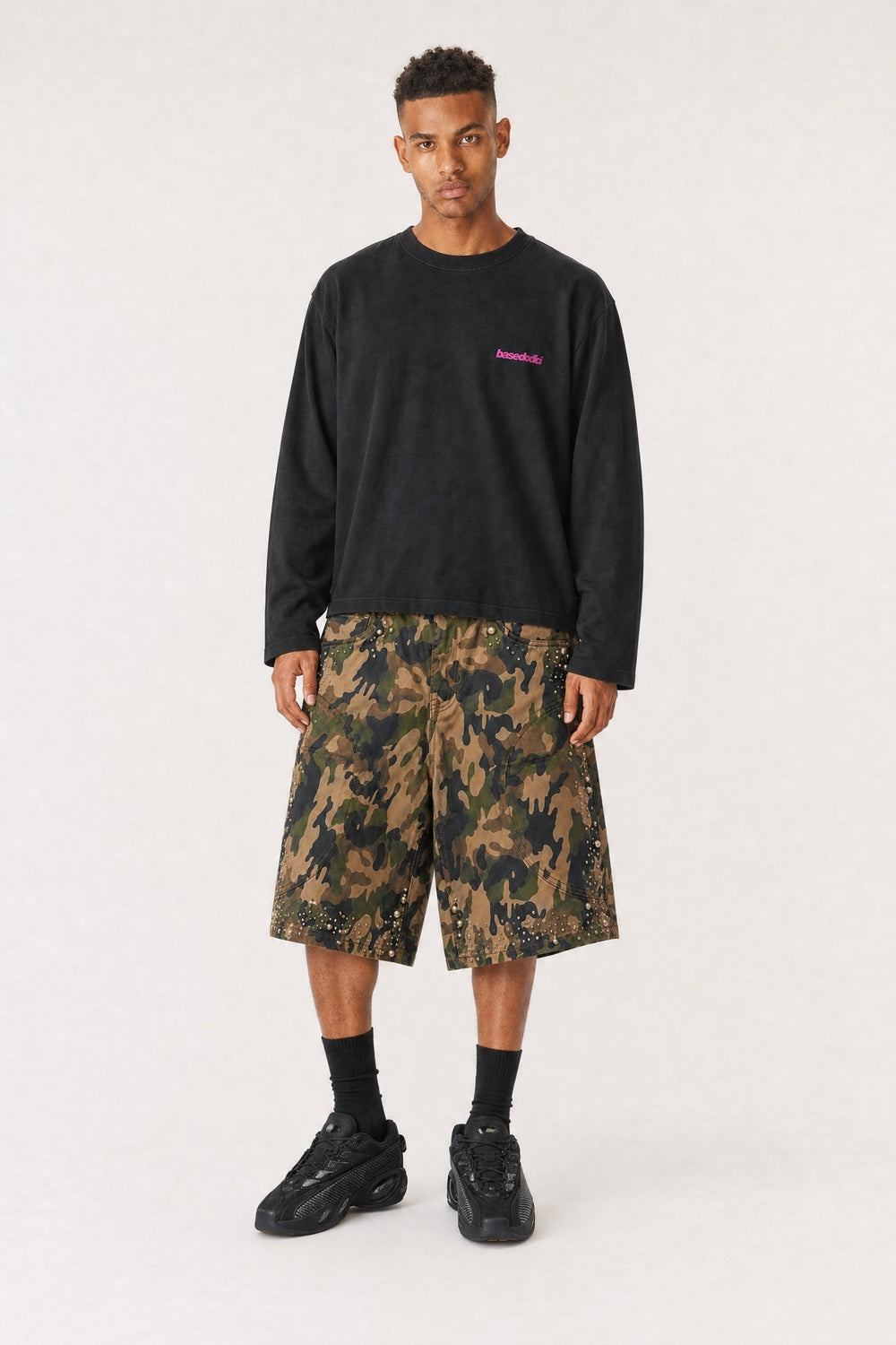 Longsleeve "4PLAYERS" BackLogo 12 Black/GlitterPink