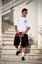 Fleece Jorts "SUMMER CLUB" Dodici Black/Red
