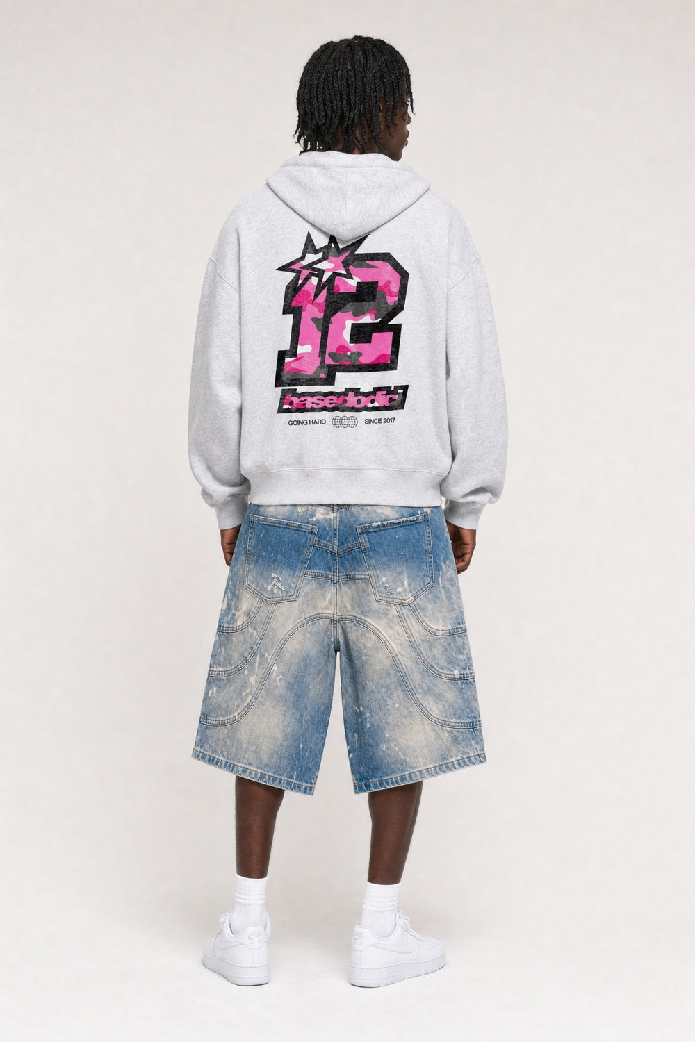 Hoodie "4PLAYERS" Back 12 AshGrey/CamoPink