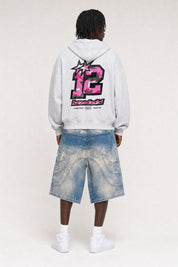 Hoodie "4PLAYERS" Back 12 AshGrey/CamoPink