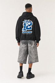 Hoodie "4PLAYERS" Back 12 Black/CamoBlue
