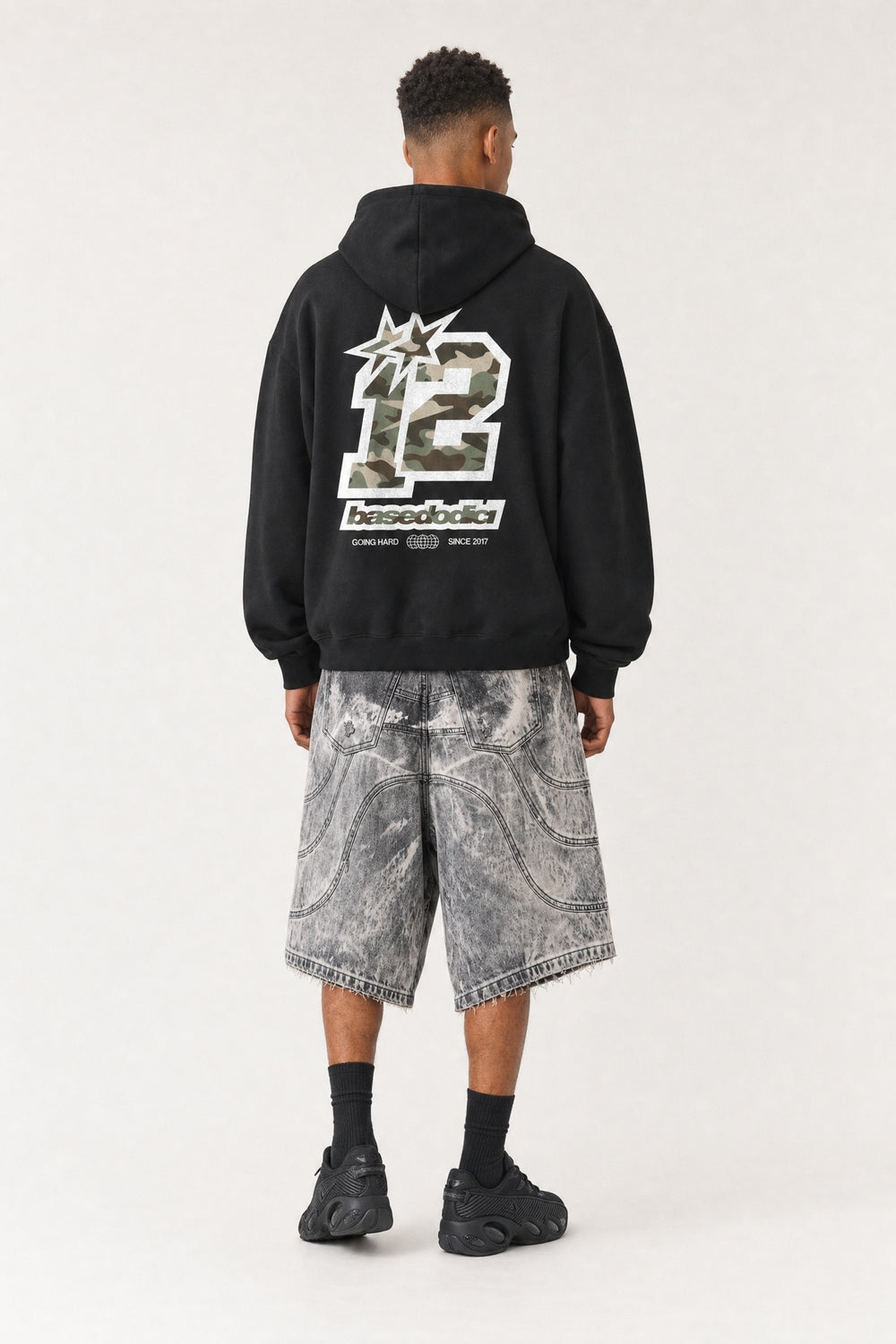 Hoodie "4PLAYERS" Back 12 Black/CamoGreen