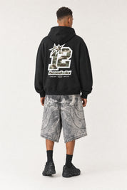 Hoodie "4PLAYERS" Back 12 Black/CamoGreen