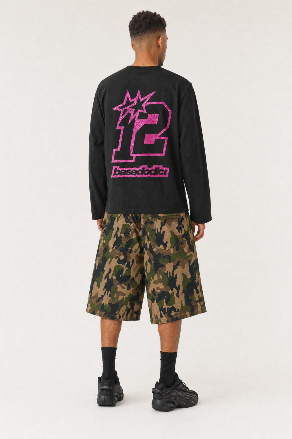 Longsleeve "4PLAYERS" BackLogo 12 Black/GlitterPink