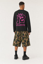 Longsleeve "4PLAYERS" BackLogo 12 Black/GlitterPink
