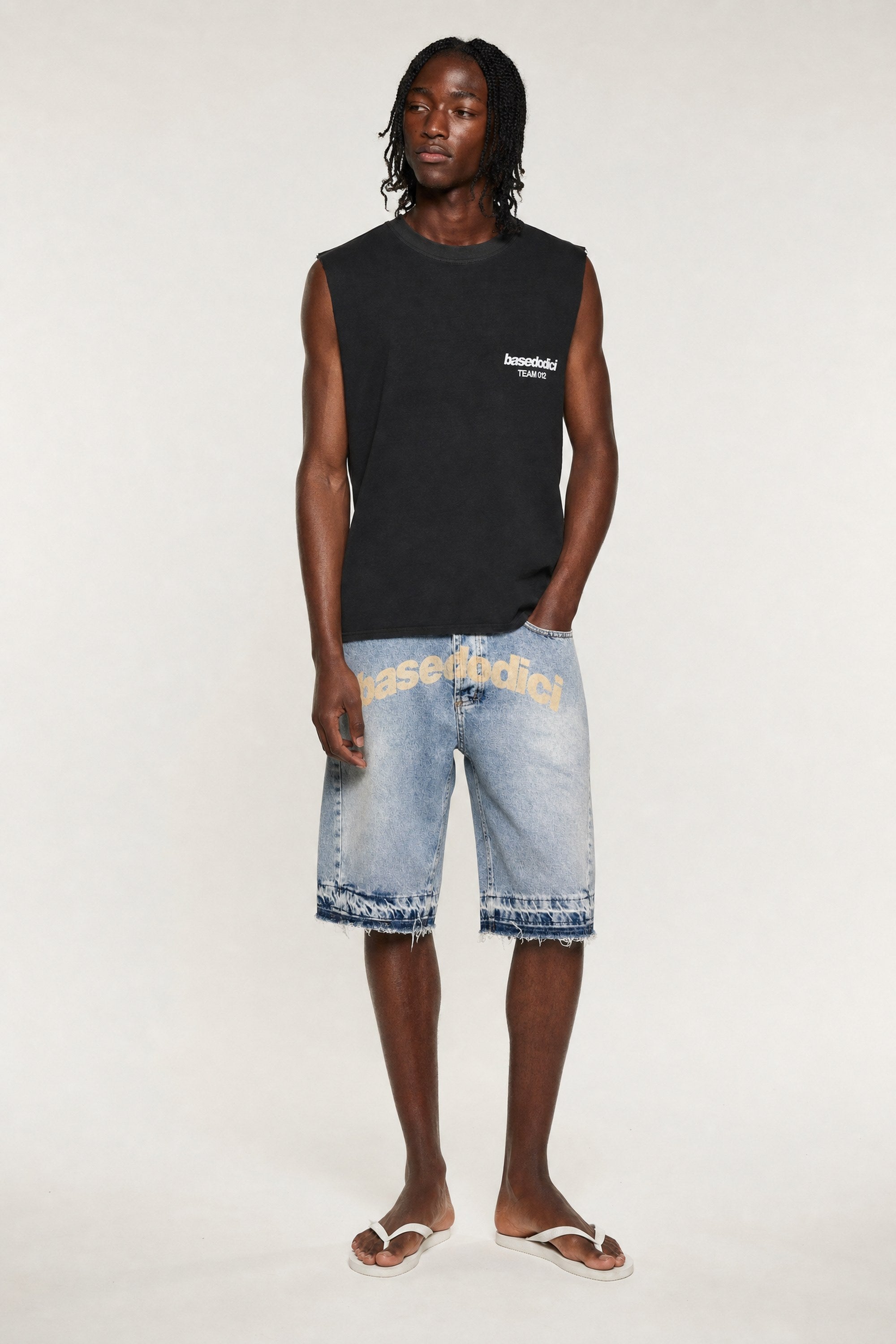 Jorts "CRUEL SEASON" Front Logo Bleached Blue