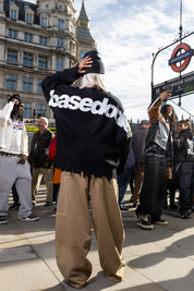 "RUDEBOY LDN" Knitwear Shoulder Logo Black