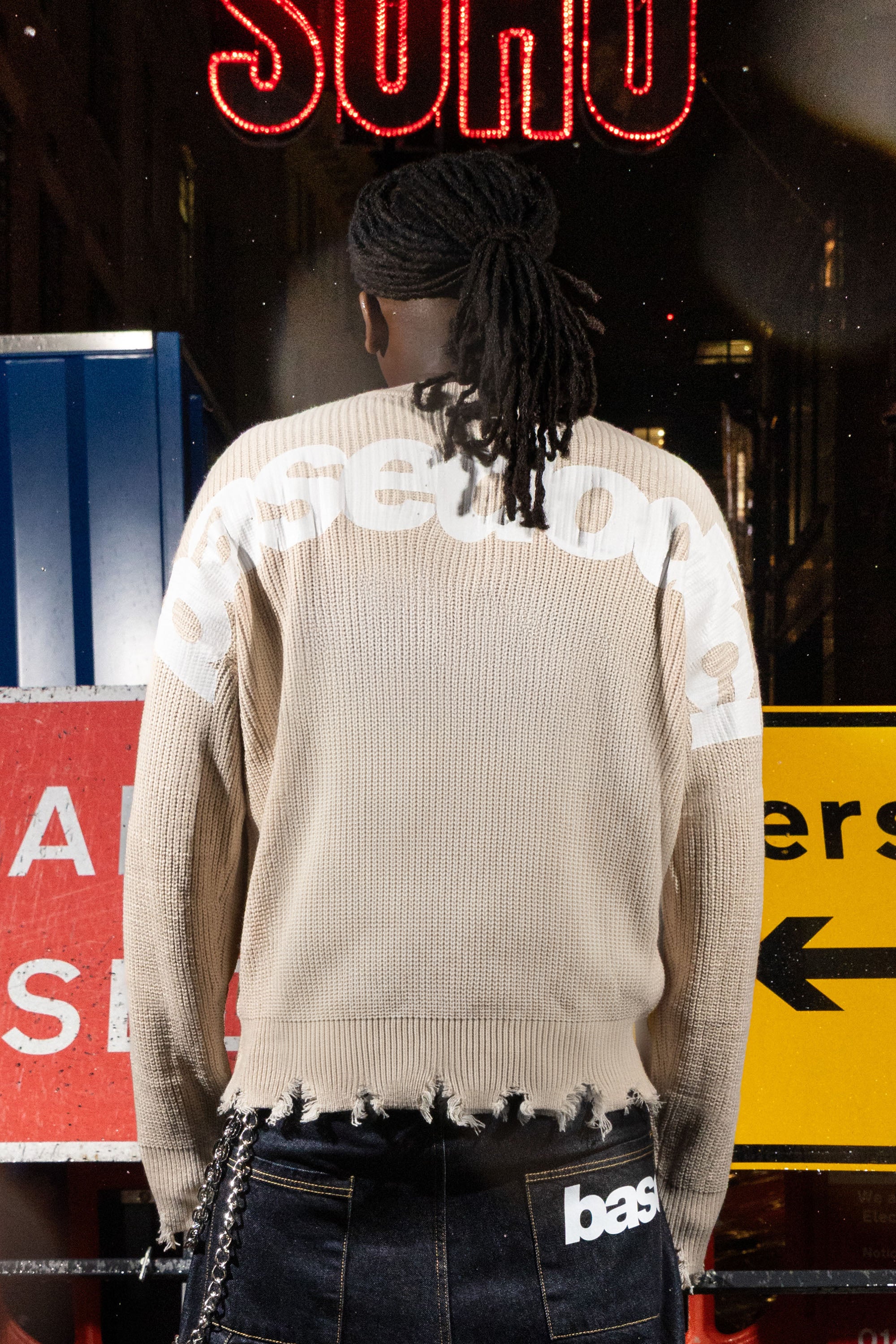"RUDEBOY LDN" Knitwear Shoulder Logo Cream