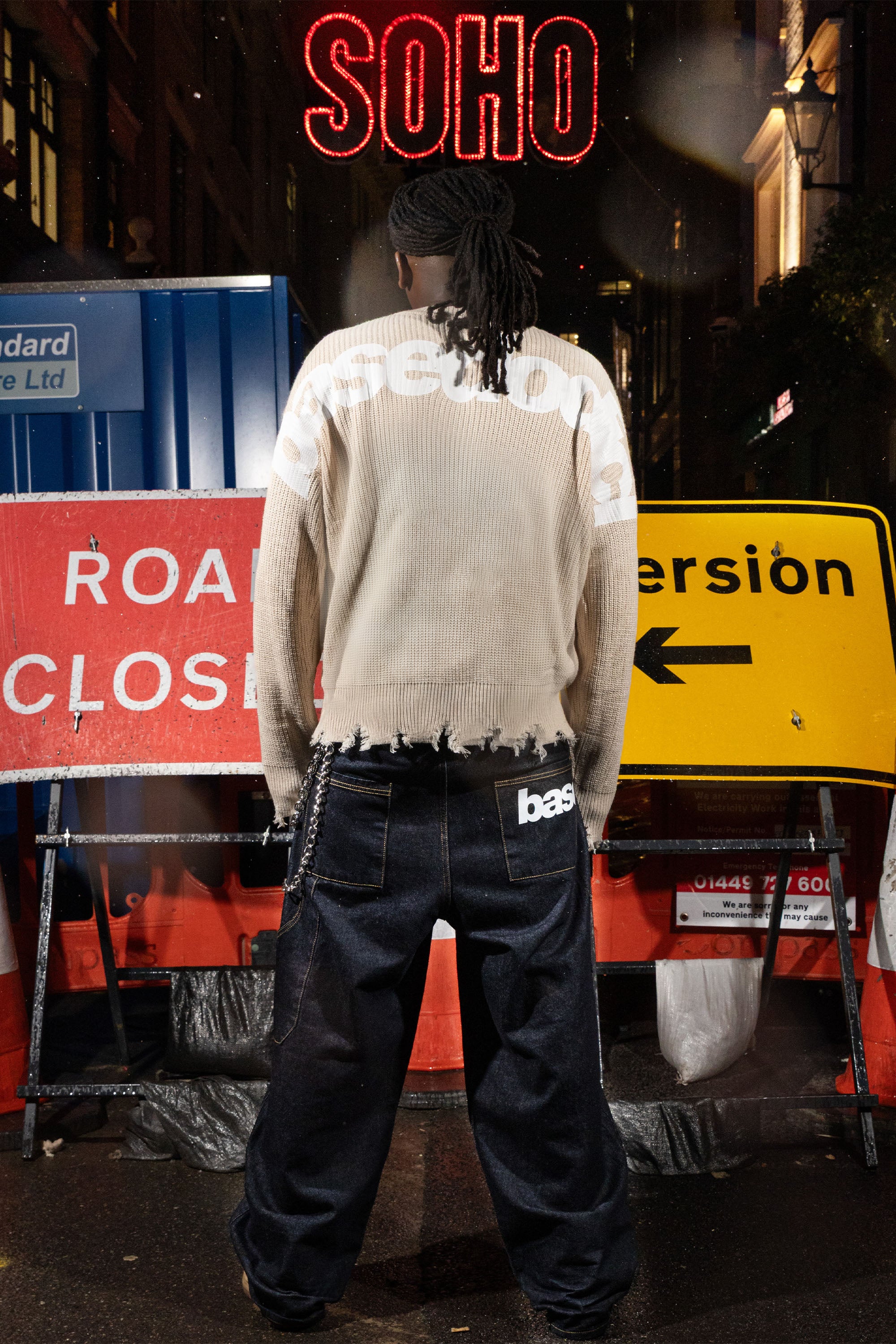 "RUDEBOY LDN" Knitwear Shoulder Logo Cream