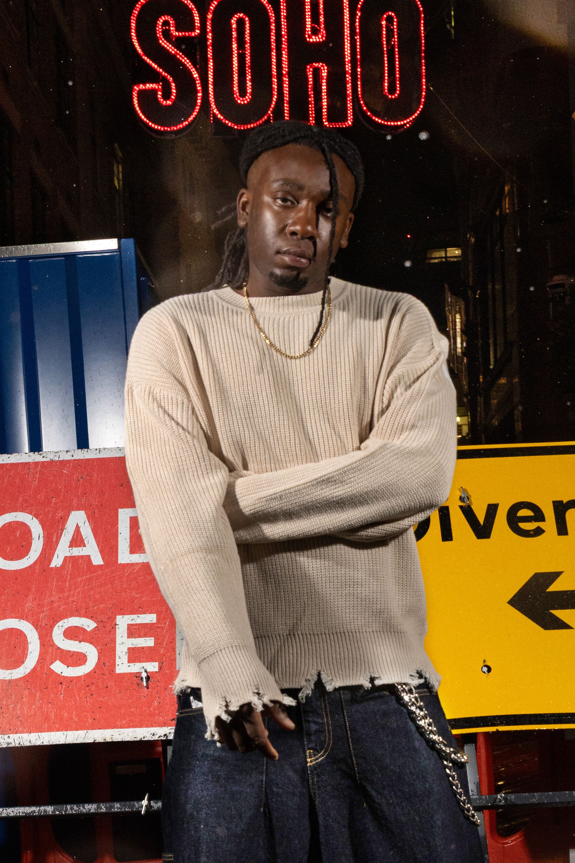 "RUDEBOY LDN" Knitwear Shoulder Logo Cream