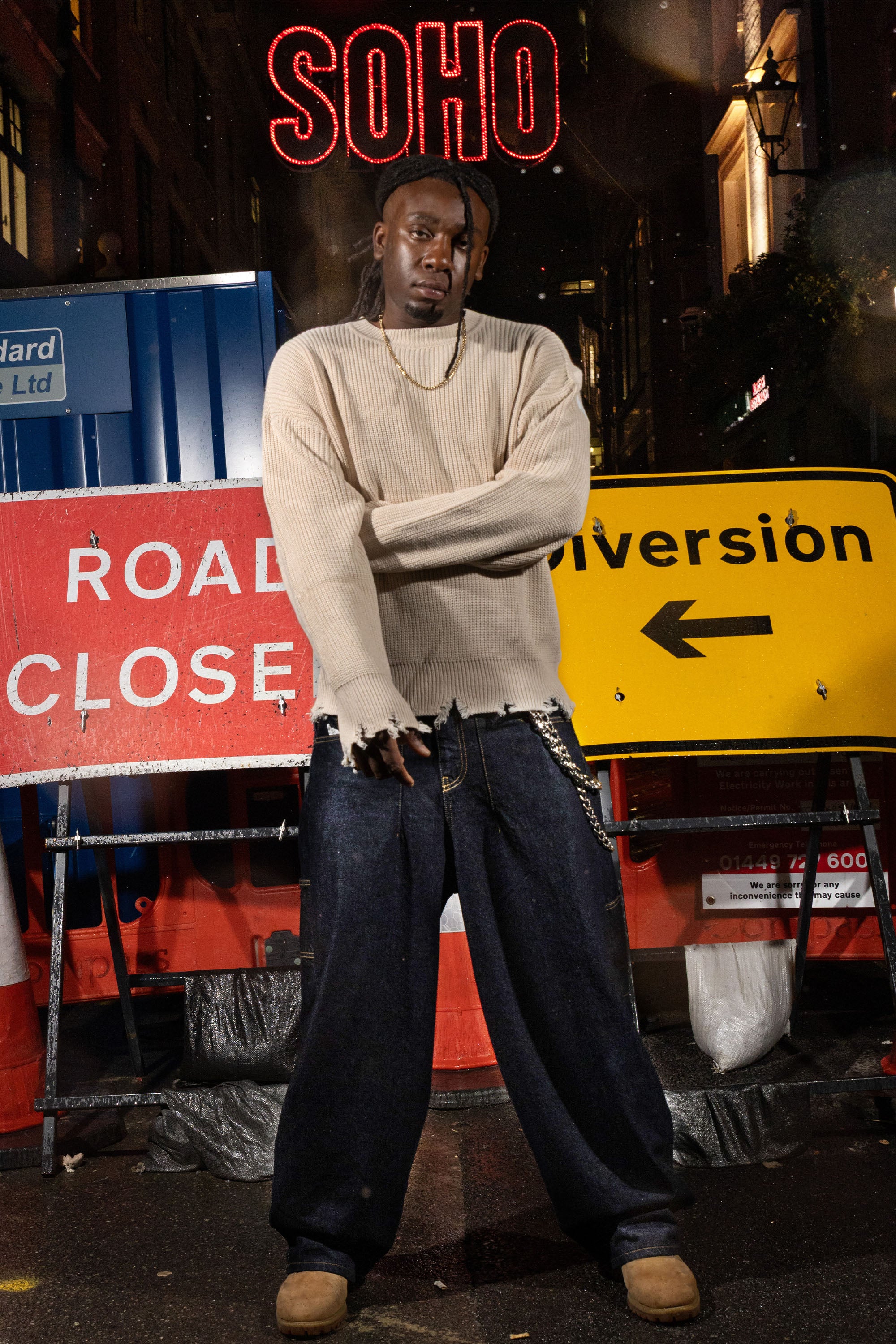 "RUDEBOY LDN" Knitwear Shoulder Logo Cream