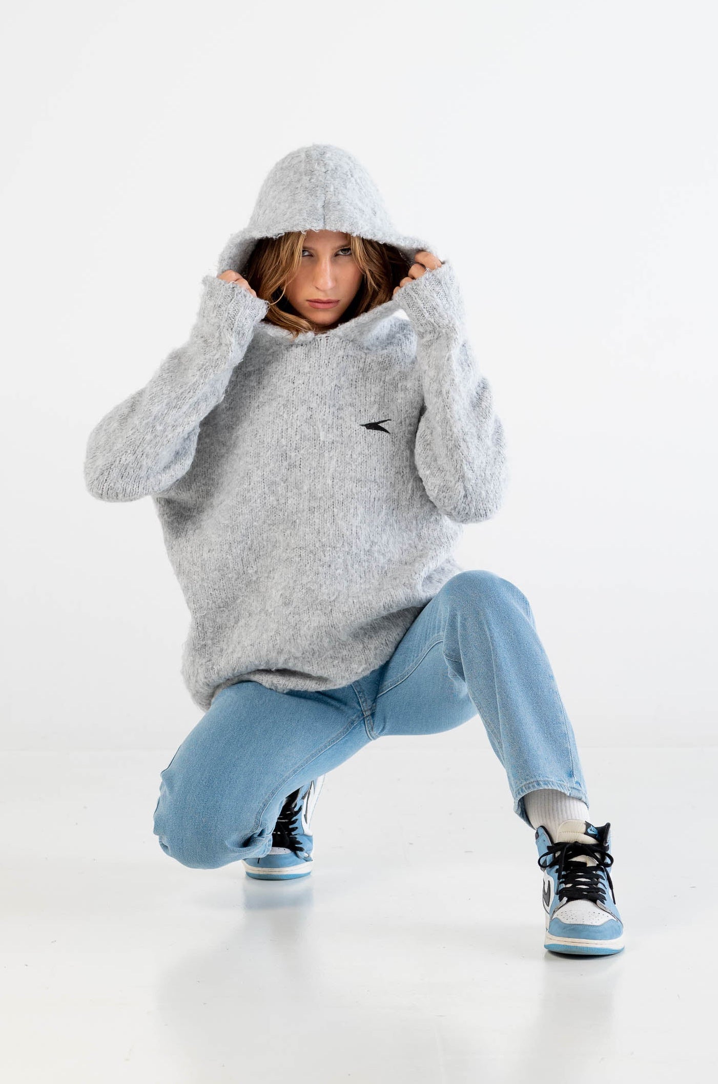 Knit Hoodie “DYSTOPIA” Grey