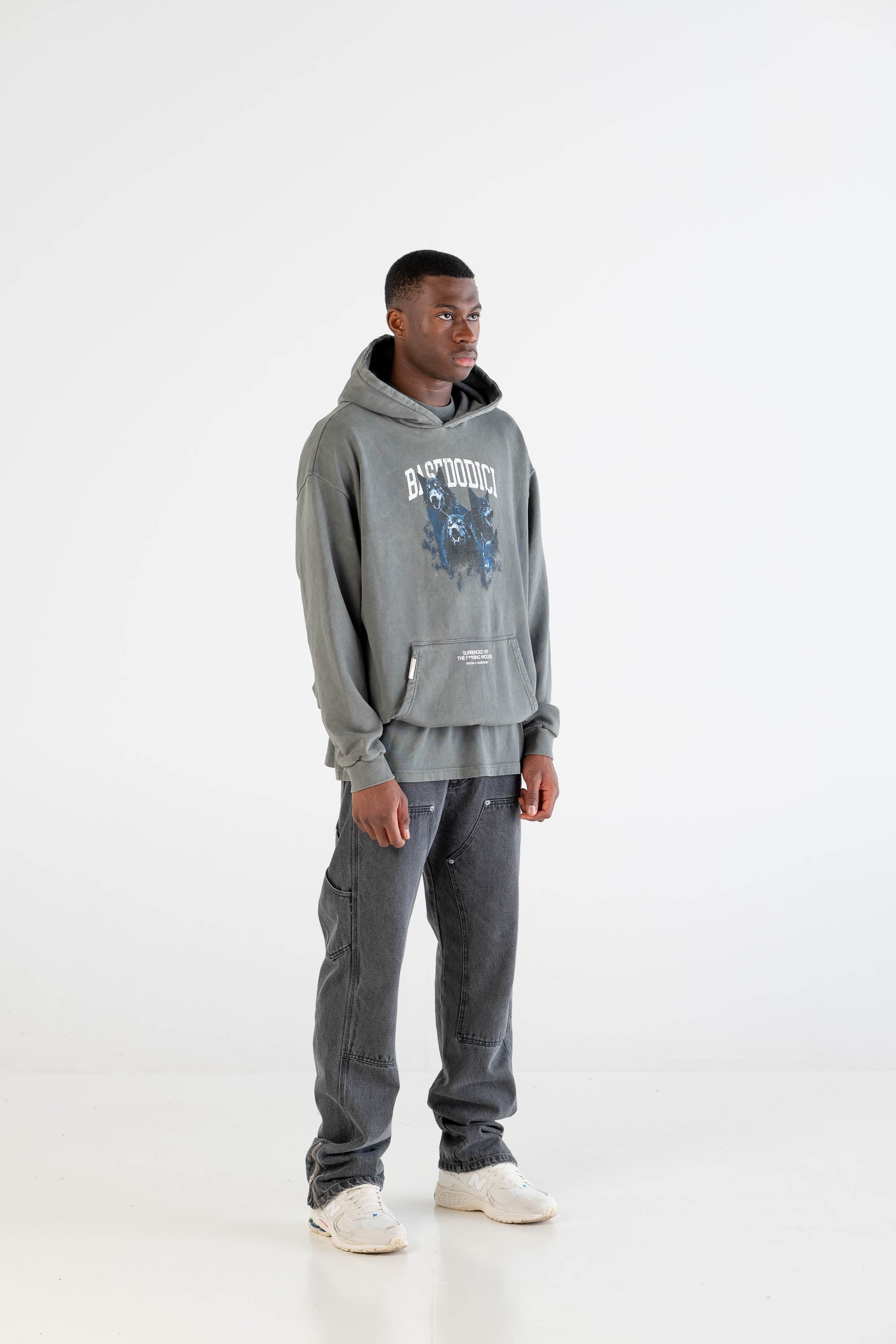 Hoodie “DYSTOPIA” Wolves Stone Washed