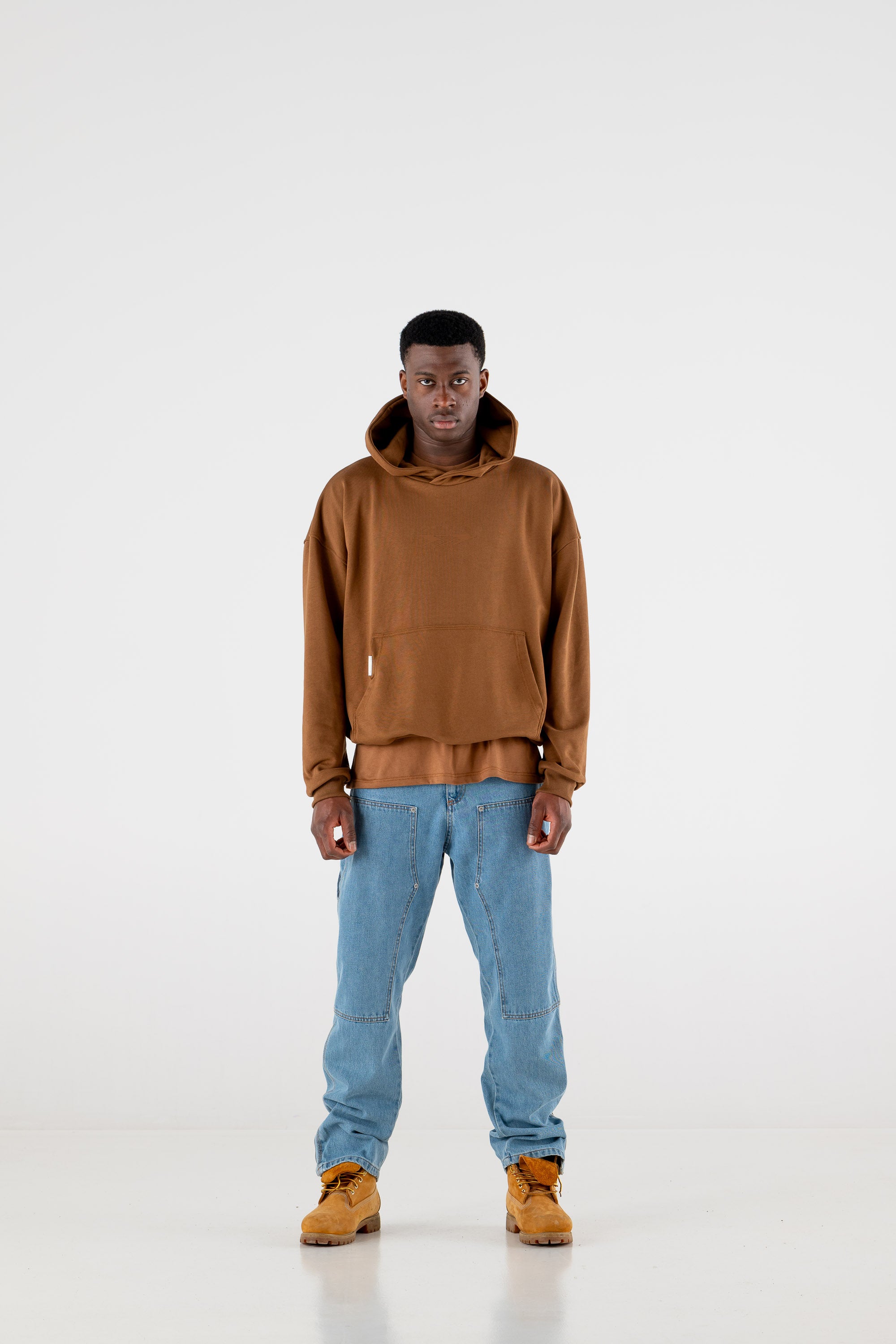 Boxy Hoodie “RESORT” Triple Logo Brown