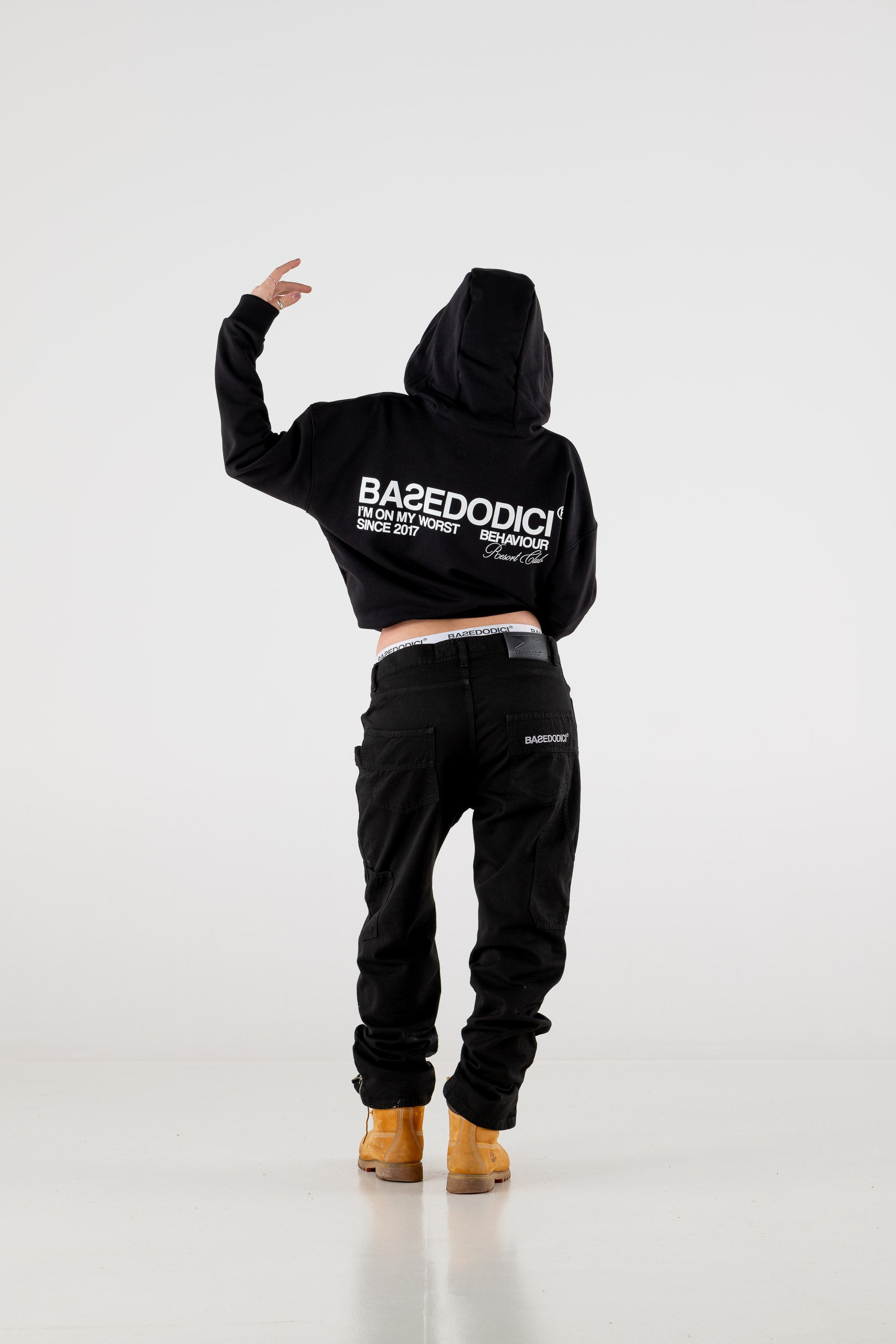 Boxy Hoodie “RESORT” Triple Logo Black